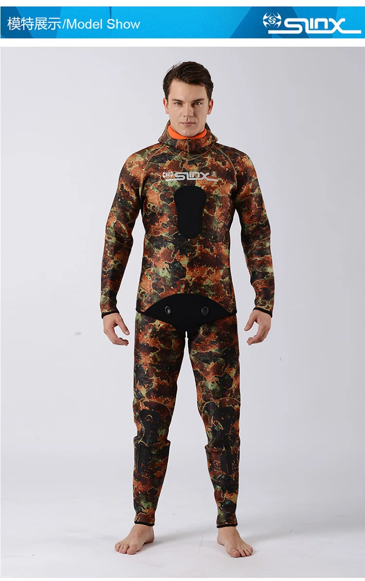 гидрокостюм для мужчин Slinx 5 мм подводной охоты 2 шт. камуфляж мокрый