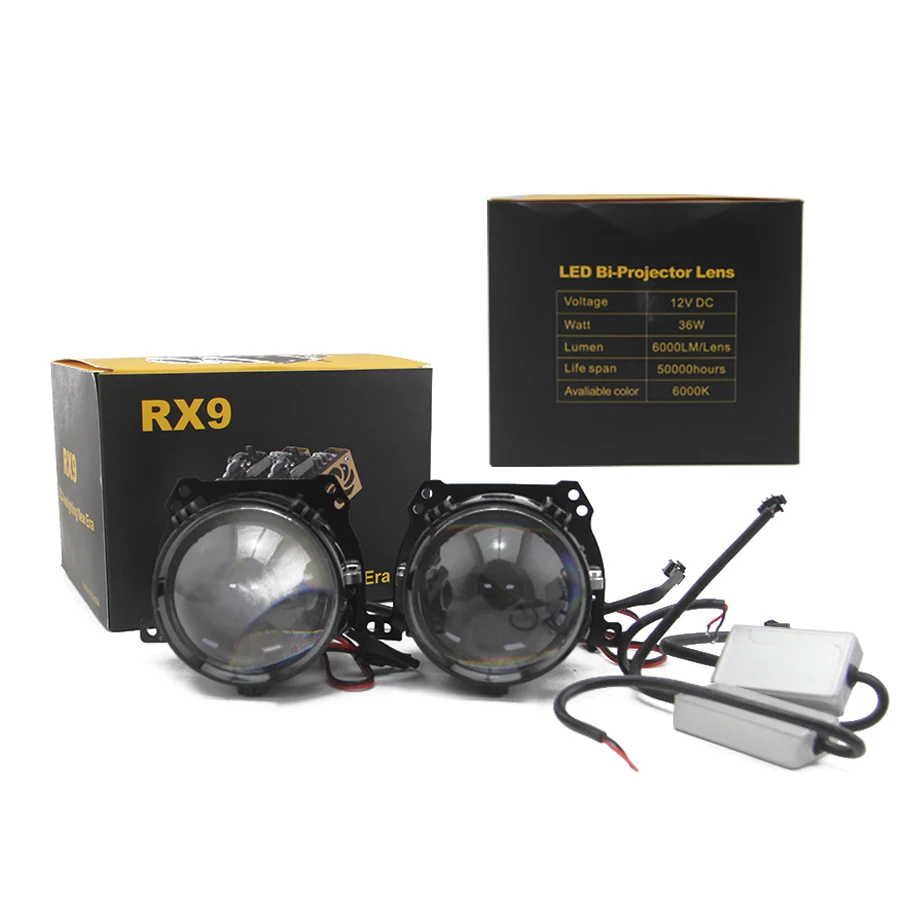 SHUOKE Мини Би-светодиодный проектор линзы фары 12V 36W 6000LM на 6000K 50000h жизни Bi светодиодный проектор линзы, 1 комплект