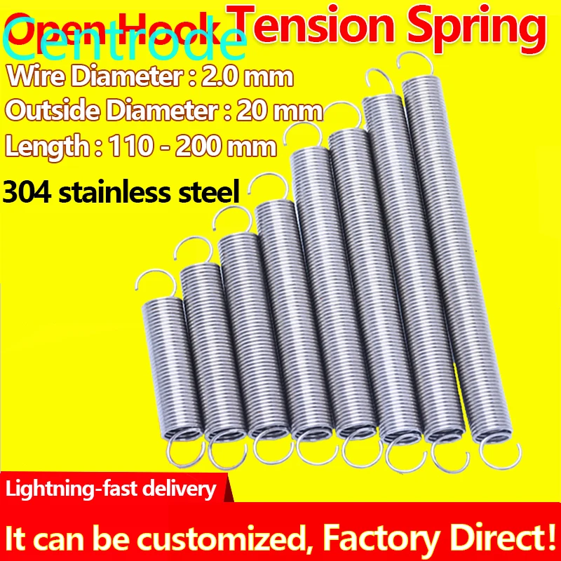 

Tension Spring Coil Extension Spring S Hook Draught Spring Pullback Spring Wire Diameter 2.0mm Outer Diameter 20mm