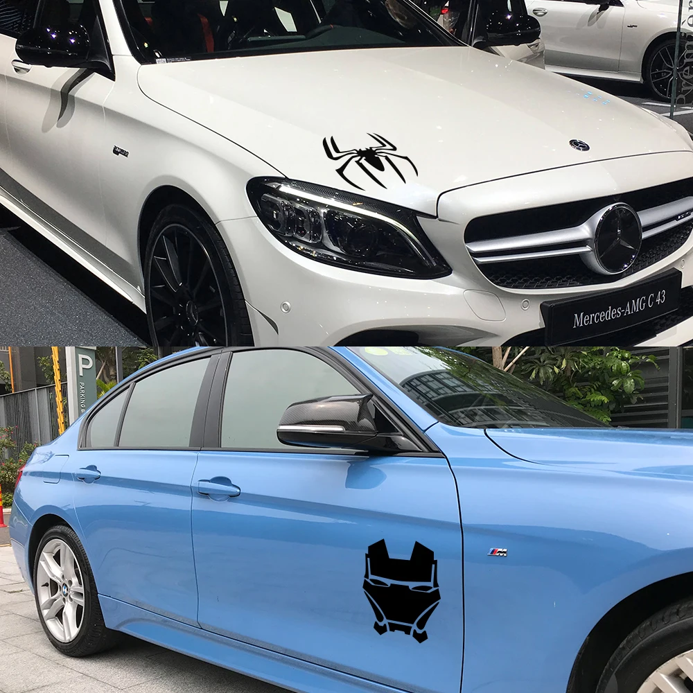 Автомобильная наклейка 2 шт. защитная пленка Железный Человек-паук Тор Халк