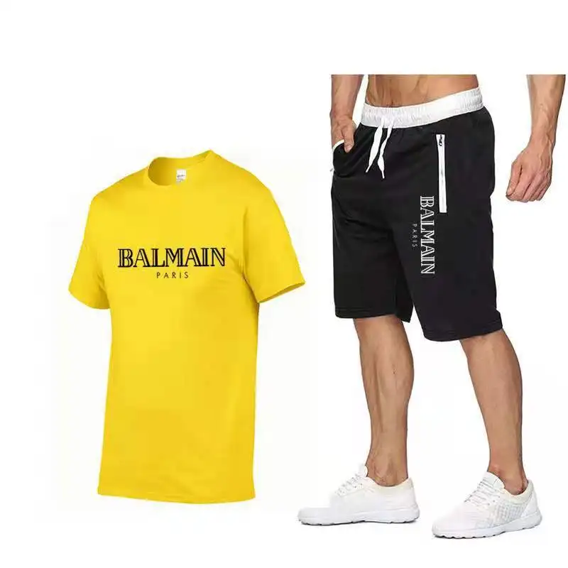 

Men's T-shirt and Shorts Sets Casual Two Piece Tracksuit Fitness T-shirt Hot Sale Summer 2021