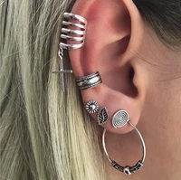 new festival design sense earrings retro fashion earbone clip earrings set dream catcher shell starfish cross exquisite earrings