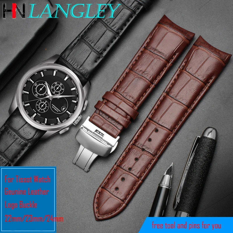 

Ремешок из натуральной кожи для часов Tissot T035 607 407 439, сменный браслет с застежкой-бабочкой 22 мм 23 мм 24 мм