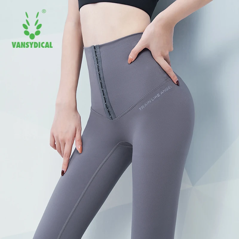 

VANSYDICAL Yoga Pant Women High Waist with Lock Gym Legging Hip Lifting Fitness Running Tights Workout Compressed Sport Trouser
