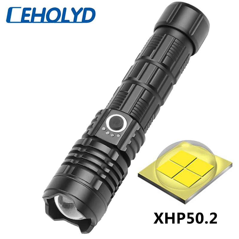 

4-ядерный XHP50.2 светодиодный Мощный масштабируемый тактический фонарик, фонарь для кемпинга, похосветильник фонарь с USB-зарядкой, алюминиева...