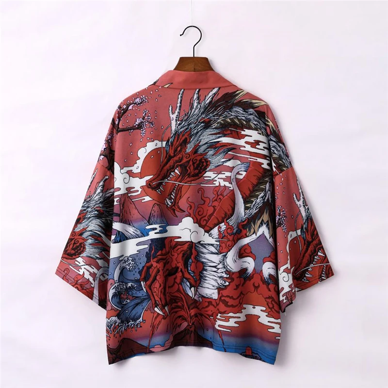 Yukata Haori японский Дракон кимоно кардиган костюм самурая Азиатский Одежда куртка