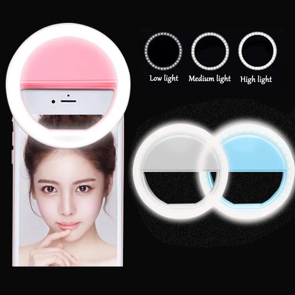

Portable Mini Selfie Ring Light LED Flash Phone Lens Light Clip With USB Rechargeable For Fill Lamp Women Selfie Lights Clip