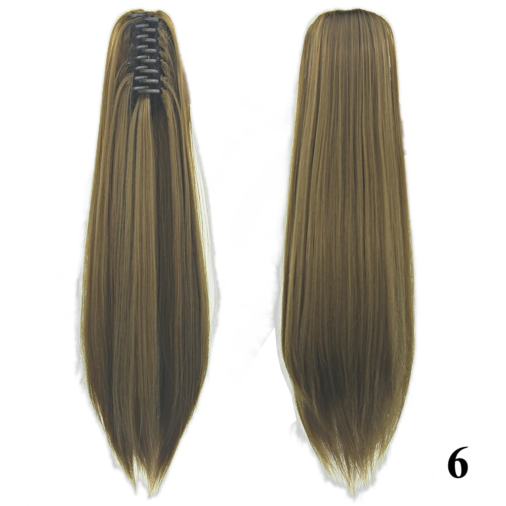 

Soowee 24inch Long Gray Blonde Wavy Clip on Hairpiece Extensions Pony Tail High Temperature Fiber Synthetic Hair Claw Ponytails