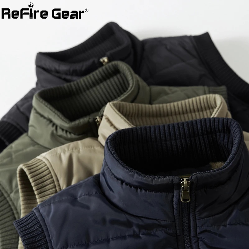 ReFire Gear зимний теплый пуховый жилет мужская повседневная флисовая жилетка с