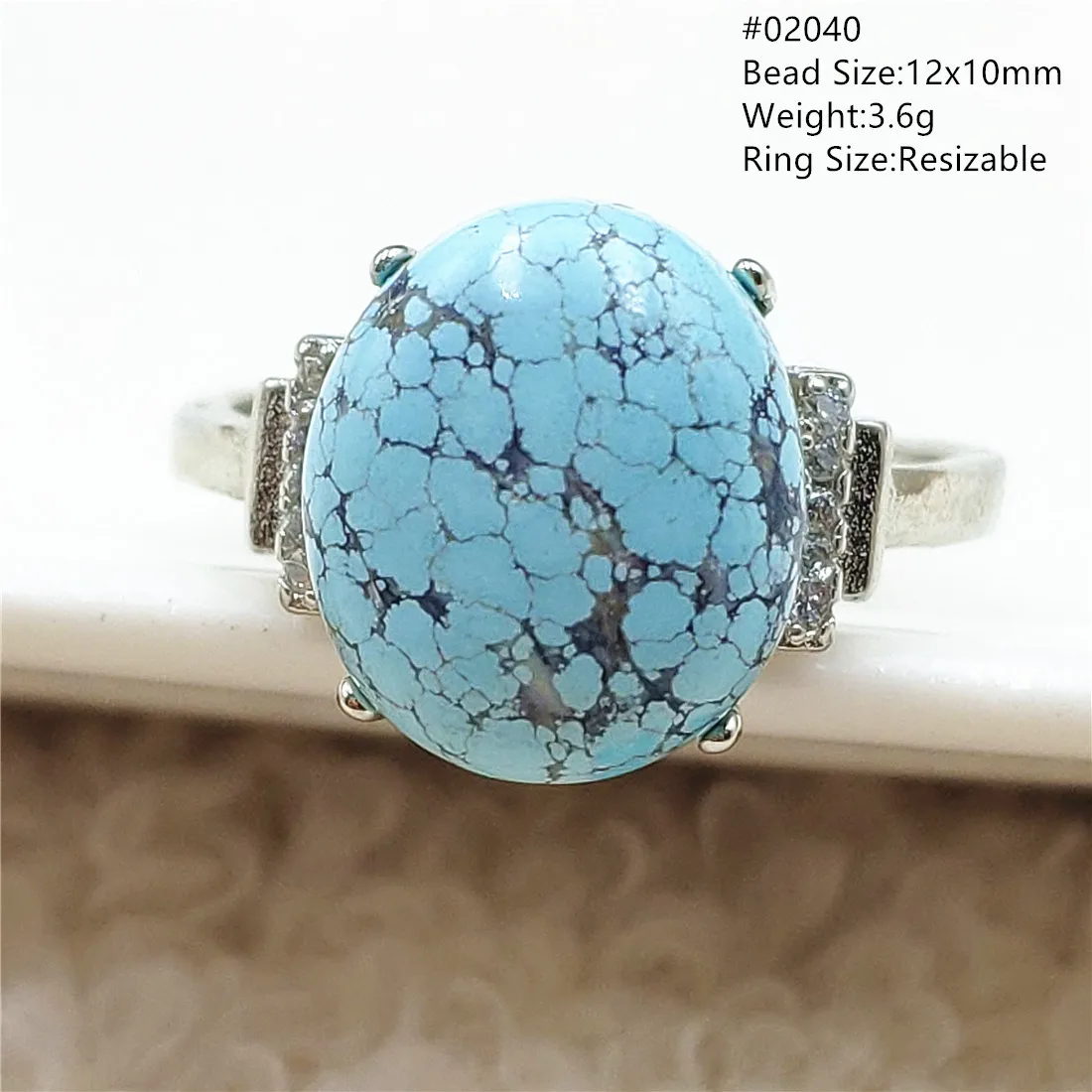 Подлинное естественный бирюзово-зеленый регулируемое женское кольцо 925 пробы