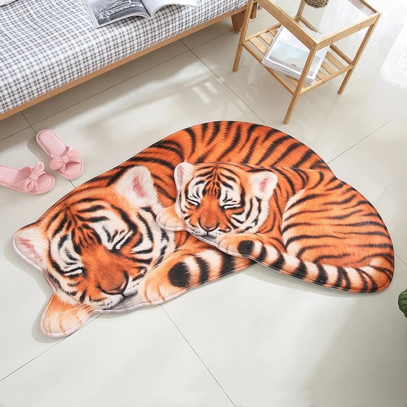 Alfombras 3D de animales antideslizantes, alfombrillas divertidas con dise&ntilde;o de Tigre, Le&oacute;n y leopardo, para ba&ntilde;o, sala de estar y dormitorio, decoraci&oacute;n del hogar-1