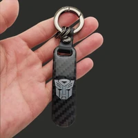 1pcs 3d metal carbon fiber car styling transformers badge emblem keychain key chain car accessories car styling