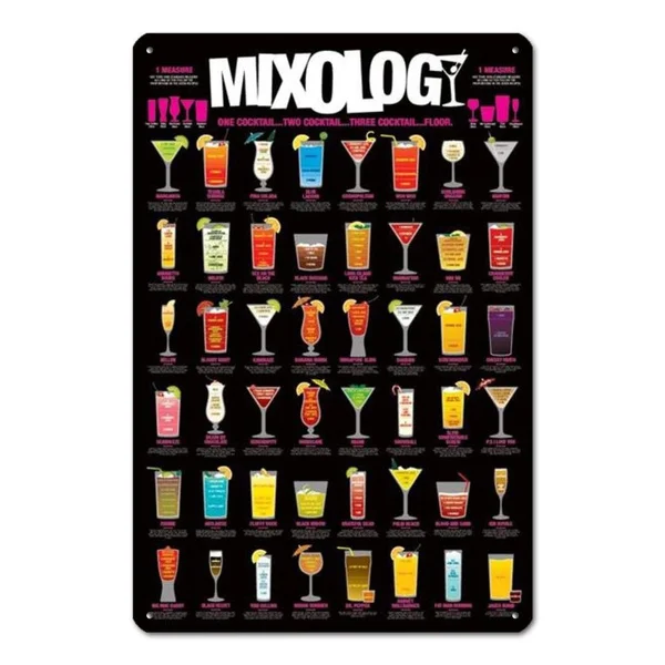 

Mixology 24X36 Metal Tin Sign Metal Posters Decorative Art Home Decoration Wall Art Gifts Theme Christmas Art Met