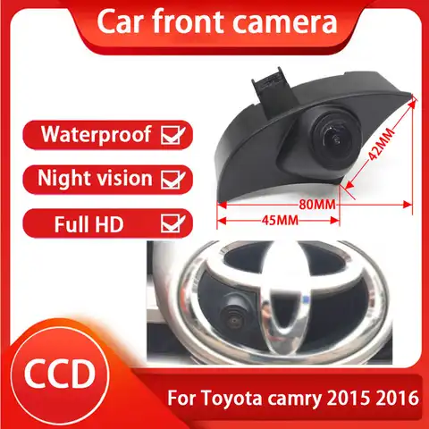 Парковочные аксессуары с логотипом Автомобильная Передняя камера для Toyota camry 2015 2016 HD ночное видение CCD Высокое качество безопасность 170 ° Ши...