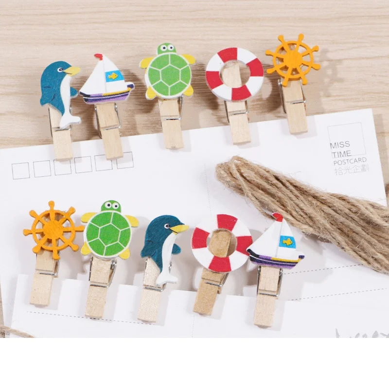 10 шт/12 шт елка и снеговик животные плоскогубцы мини натуральные деревянные