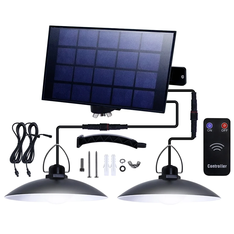 

Solar Pendant Light IP65 Waterproof Double/Single Head Outdoor Indoor LED Solar Lamp With Cable Suitable For Courtyard Garden