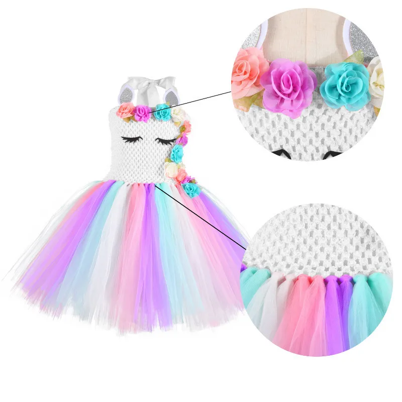 Платье-футляр с юбкой из фатина и пайетками "Единорог" для девочек на день рождения, сделанное вручную в пастельных тонах, комплект с ободком.