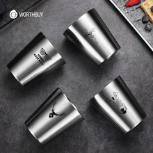 WORTHBUY пивная кружка с милым узором, 304 нержавеющая сталь, кофейная кружка с двойной стенкой, кухонная посуда для напитков для детей, пивная чашка для молока воды WORTHBUY пивная кружка с милым узором, 304 нержавеющая сталь, кофейная кружка с двойной стенкой, кухонная посуда для напитков для детей, пивная чашка для молока воды