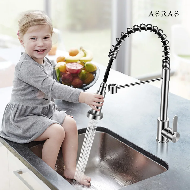 

ASRAS-110 304 stainless stell kitchen tap hot/cold mixer pull out faucet sprayer switch