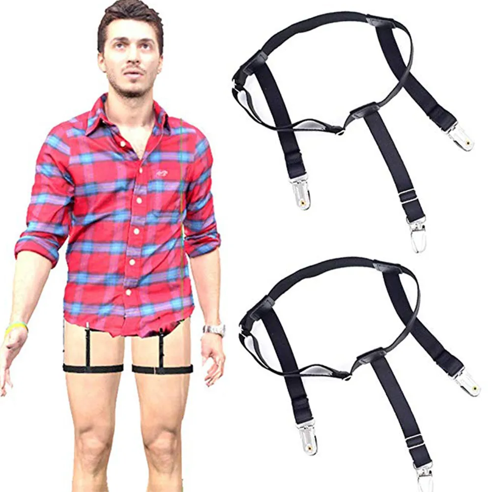 1 par de cinturones para camisa de hombre con Clips de bloqueo antideslizantes para mantener la camisa en el muslo, Tirantes ajustables