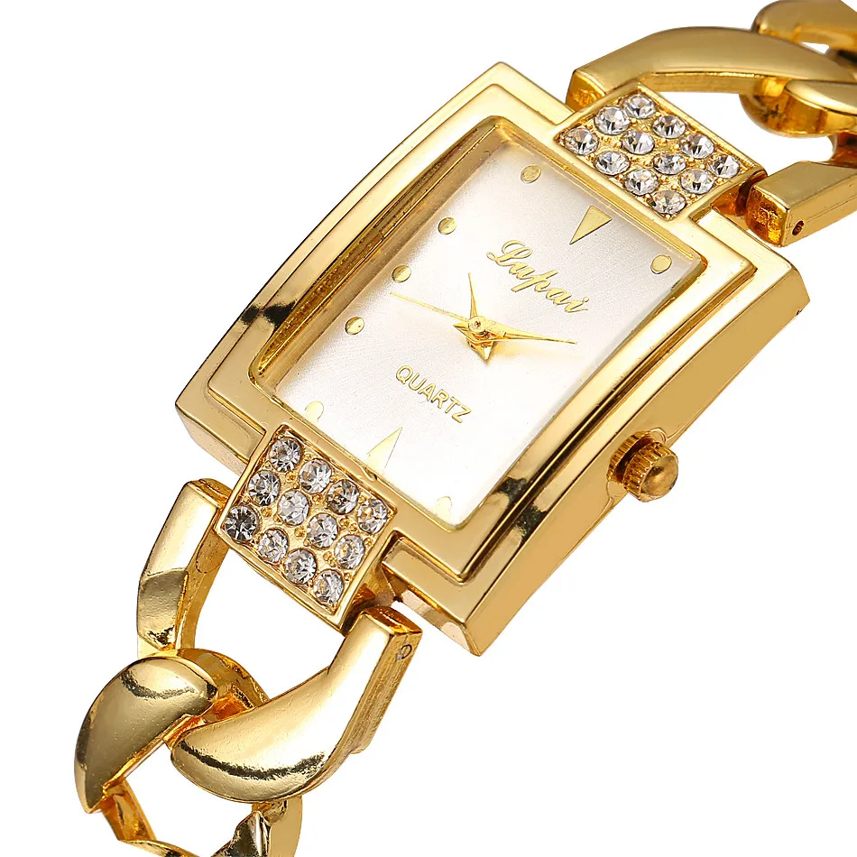 

Luxury Watches for Women Square Ladies Quartz Bracelet Watch Golden Stainless Steel Dial Band Wristwatches relogio feminino