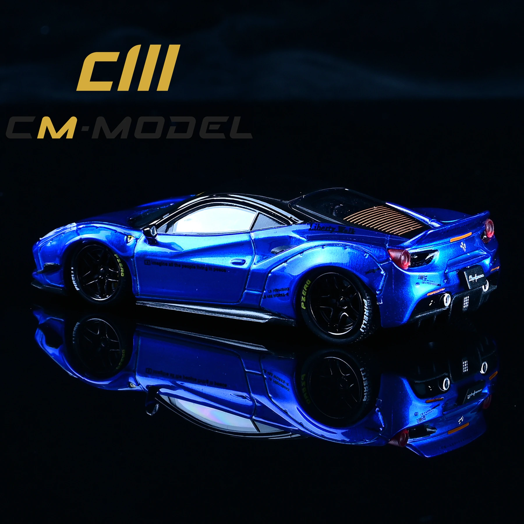 

CM Models 1/64 Model Cars Ferra LB488 Metallic Blue Diecast Supercar Racing Car Gift for Boys Girls Display Case
