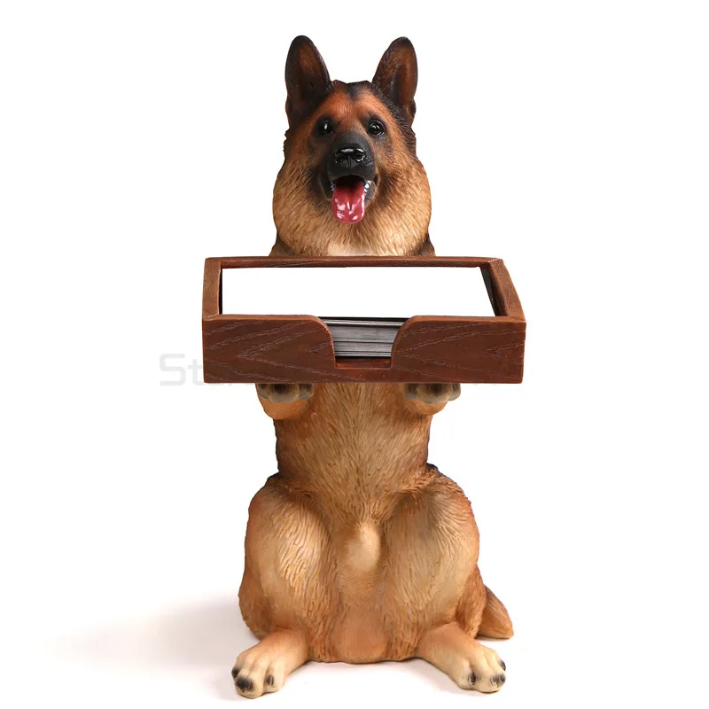 

Настольная фигурка Wolfhound, чехол для визиток, декоративная полимерная статуя немецкой овчарки, органайзер, аксессуары для рукоделия