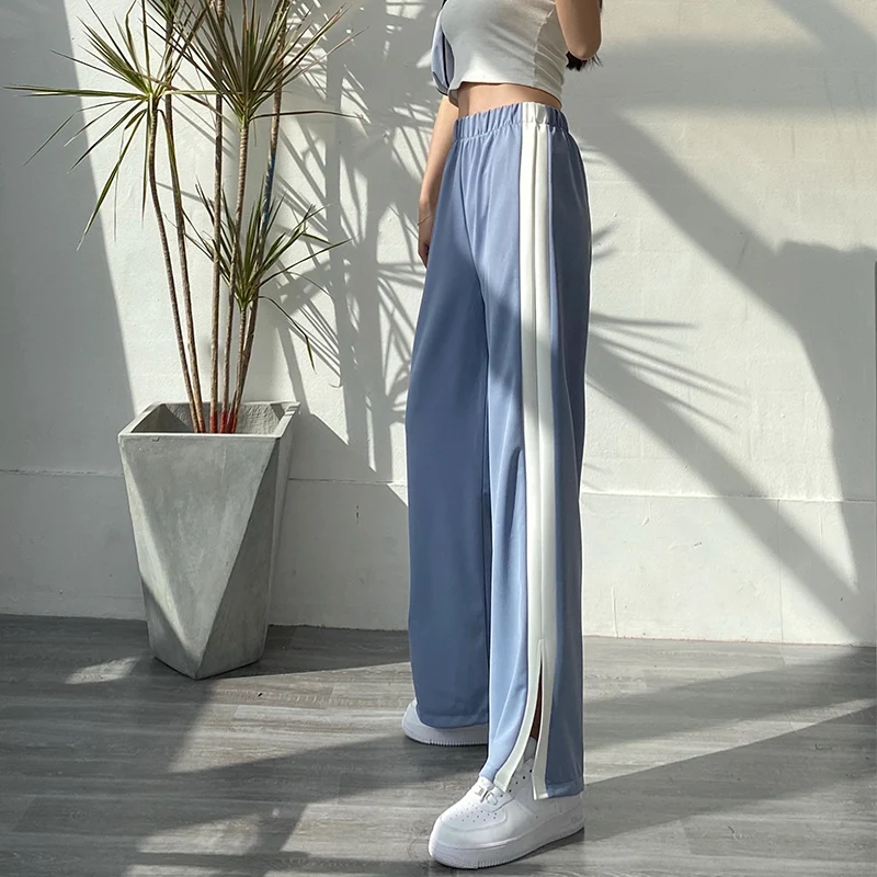 

Split Wide Leg Pants Women's Spring 2021 New Loose Straight High Waist Drooping Slimming All-Matching Casual Sports Pants