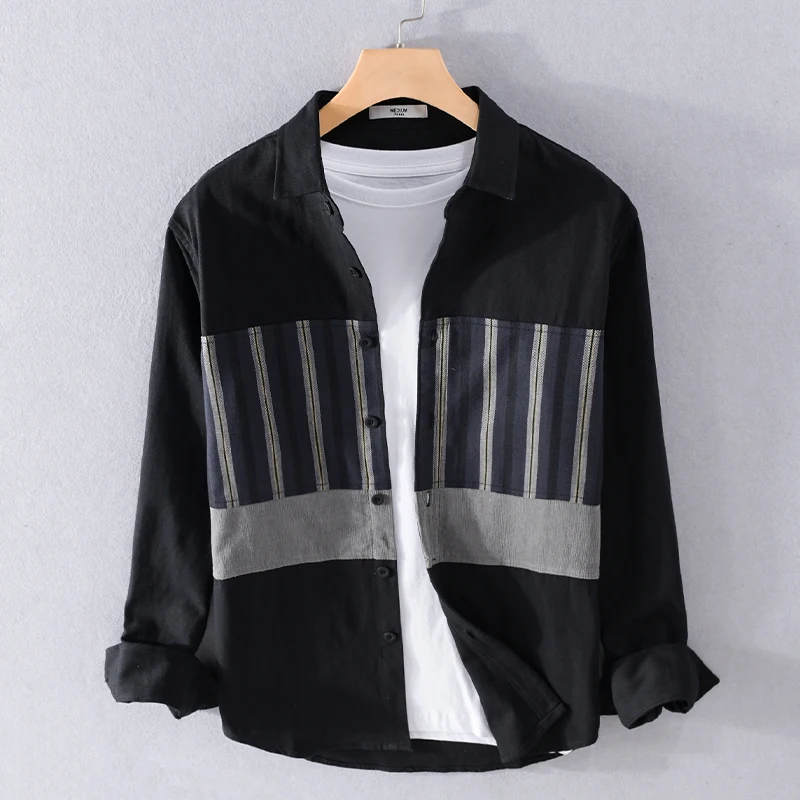 

Рубашка мужская с длинным рукавом, 100% хлопок, в стиле пэчворк