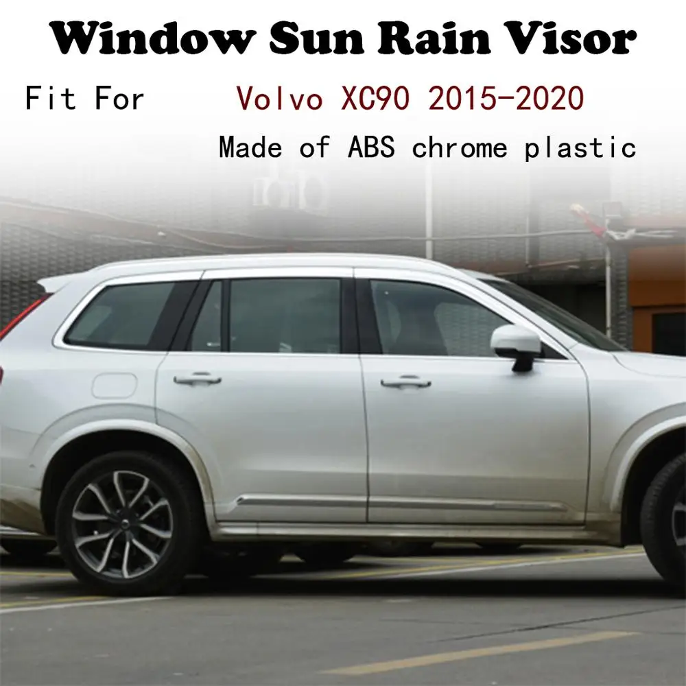 

ABS Chrome plastic Window Visor Vent Shades Sun Rain Guard car accessories For Volvo XC90 2015-2020