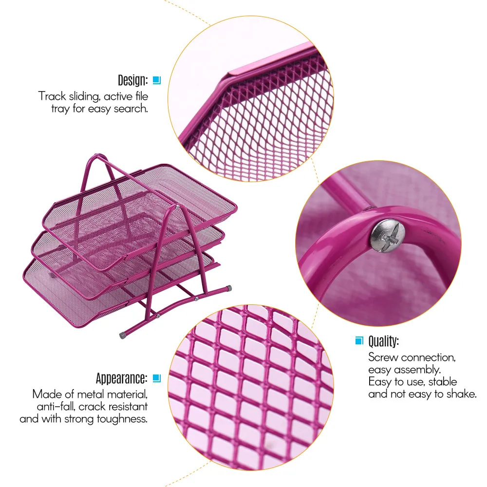 3 х уровневый металлический офисный Настольный органайзер полка сетчатый файл