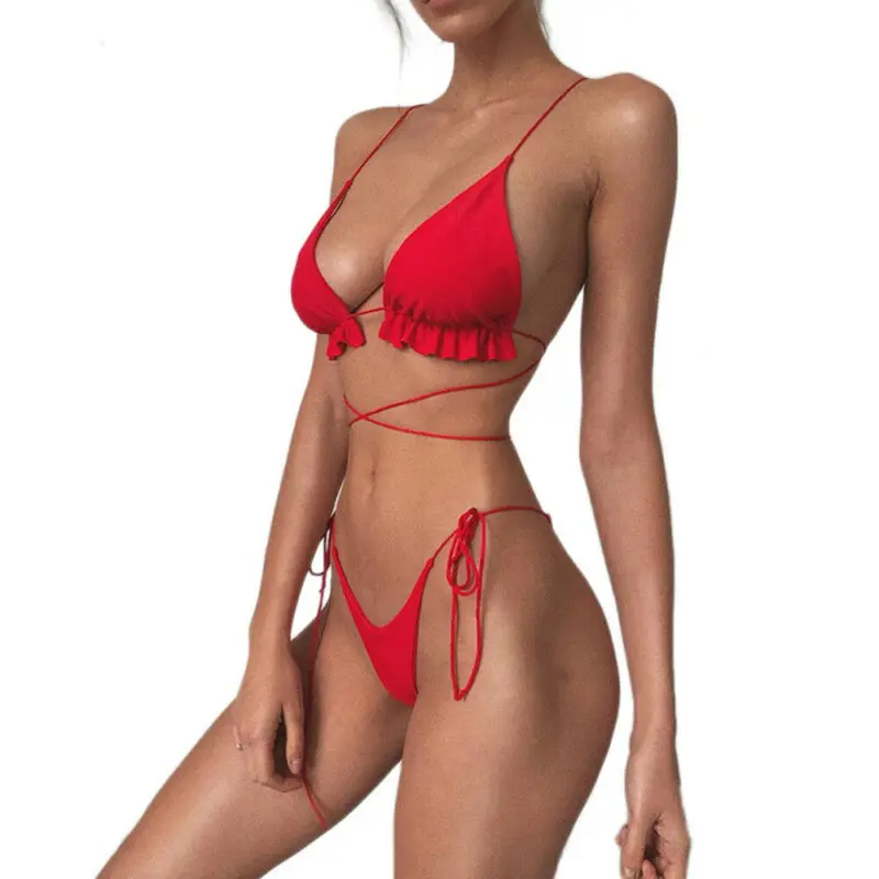 

Sexy Women Push-Up Padded Bikini Strappy Swimsuit Beachwear Swimwear Bathing Suit 2PCS