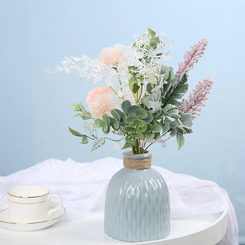 

DIY Home Decoration Artificial Flowers Eucalypt Dandelion Handhold Blossom Emulation Plant INS Style Wedding Essential Bouquets