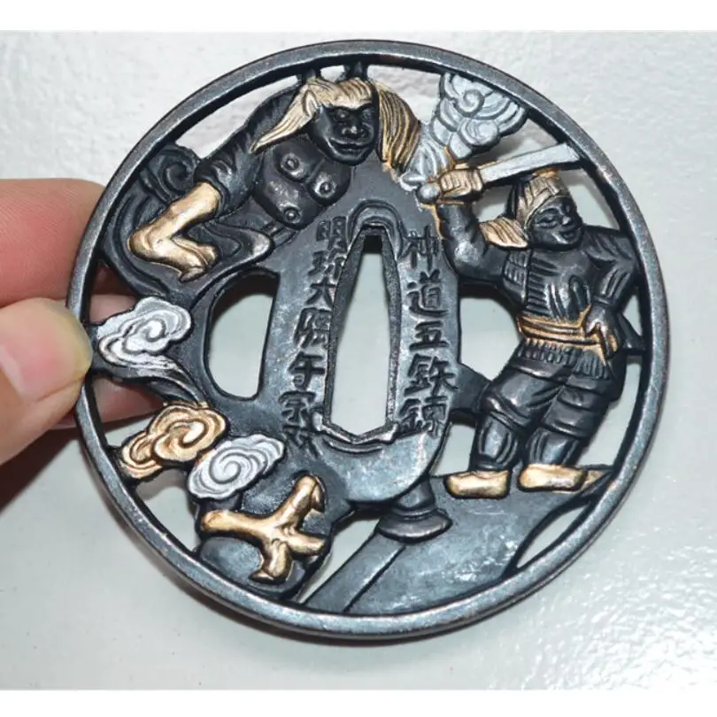Замечательный подписанный Samurai Сплав Tsuba Guard для японской самурайский меч катана