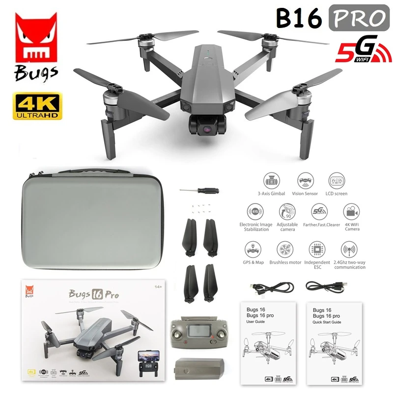 

MJXRC Bugs 16 PRO B16 Pro With 4K Camera Drone Three-axis Gimbal EIS Anti-shake Professional FPV Drone VS SG908 Pro 2 Max Dron