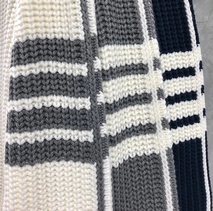 

TB Fashion 2021 THOM Brand Sweaters Men Women Loose O-Neck Pullovers Clothing Striped Wool Cotton Thick Winter Casual Coat