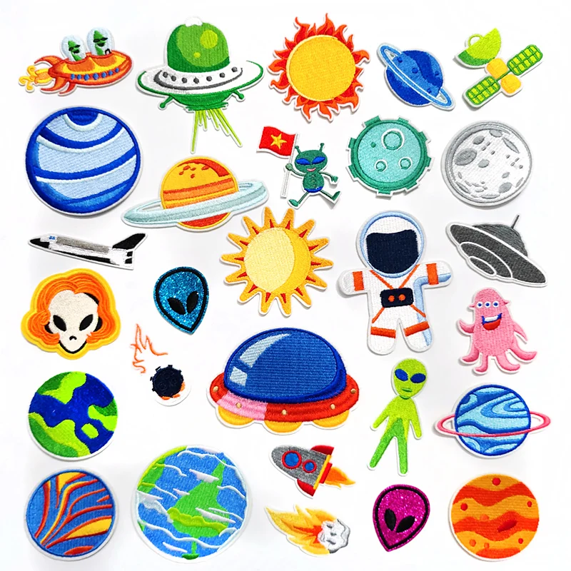 Нашивки сделай сам с инопланетянами НЛО ракетой вышивка для футболки