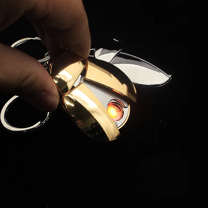 

USB Windproof Flameless Creative Beetle Rechargeable Lighter Novelty Keychain Lighter Cigarette Accessories