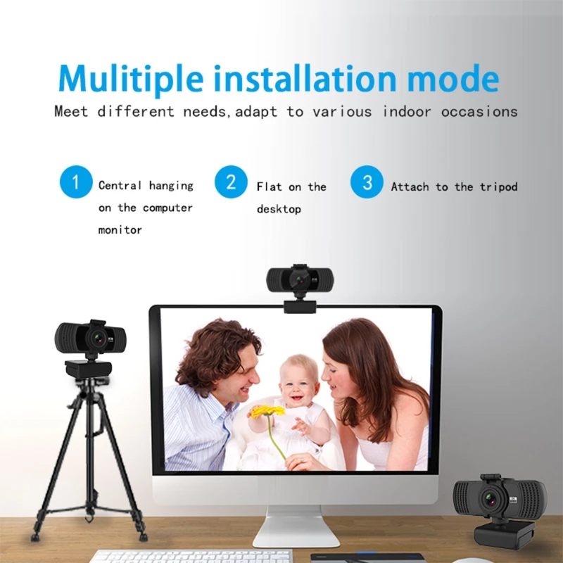 

1440P Web Camera with Mic Rotatable 2K Autofocus Computer PC Desktop Mini WebCamera Cam Web for Live Broadcast Work
