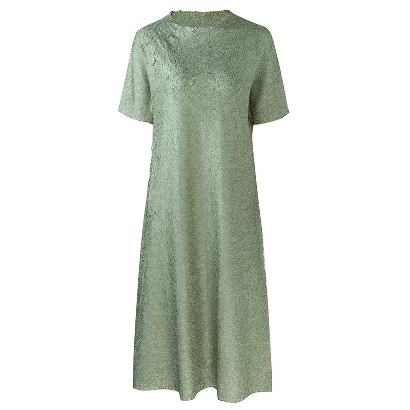 

LANMREM Pleated Dress Women's Heavy Industry Pleated Temperament Loos Fit Fashion Tide Summer 2021 New Arrival 2K1732