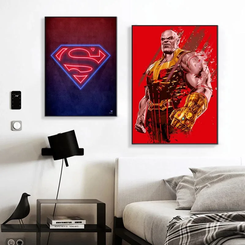 Комиксов Marvel супер герой из плотной ткани танос плакат с суперменом Печать на