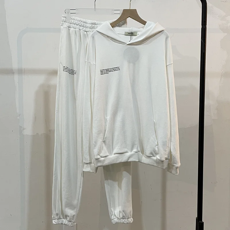 

Mens Tracksuits Two Piece Loose Sweatshirt Sweatpant Sporting Long Track Pants Sweat 2 Piece Tracksuits Outfits Solid Color Sets