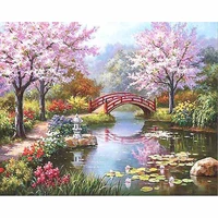 cherry blossom path scenery diy digital painting by numbers modern wall art oil painting holiday gift home decor big size