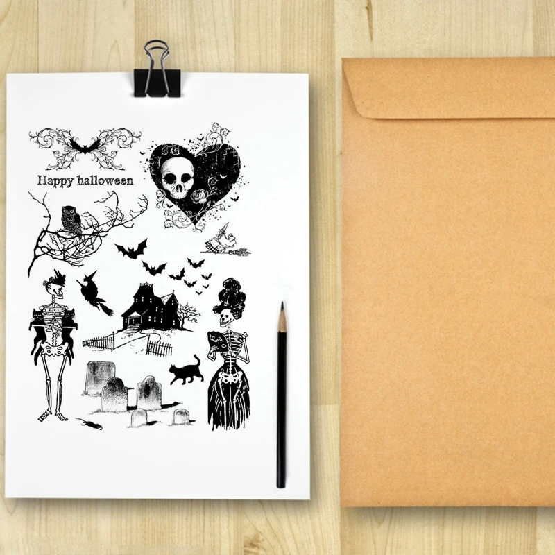 

Halloween Bat Spider Web Silicone Clear Seal Stamp DIY Scrapbooking Emboss Photo