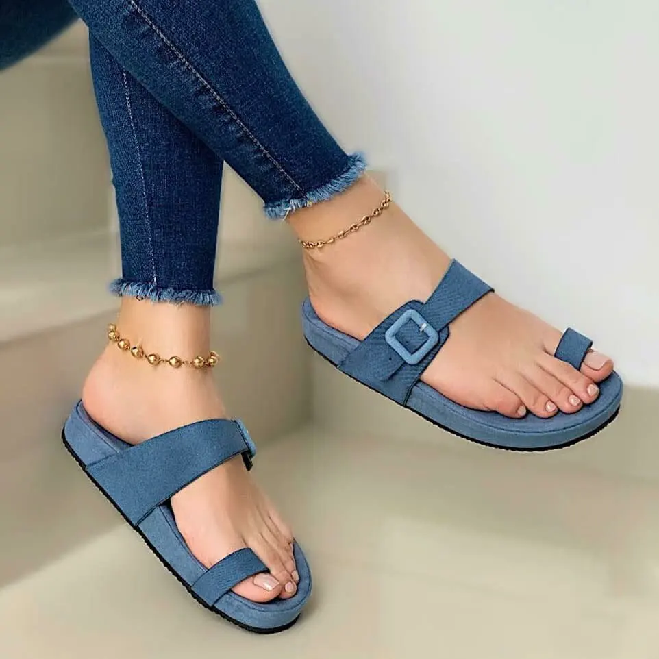 

LISTING Sandals Women Summer Slippers Flip Flop Buckle Flat Toe Shoes Fashion Beach Sandals Ladies Slides Platform Zapatos Mujer