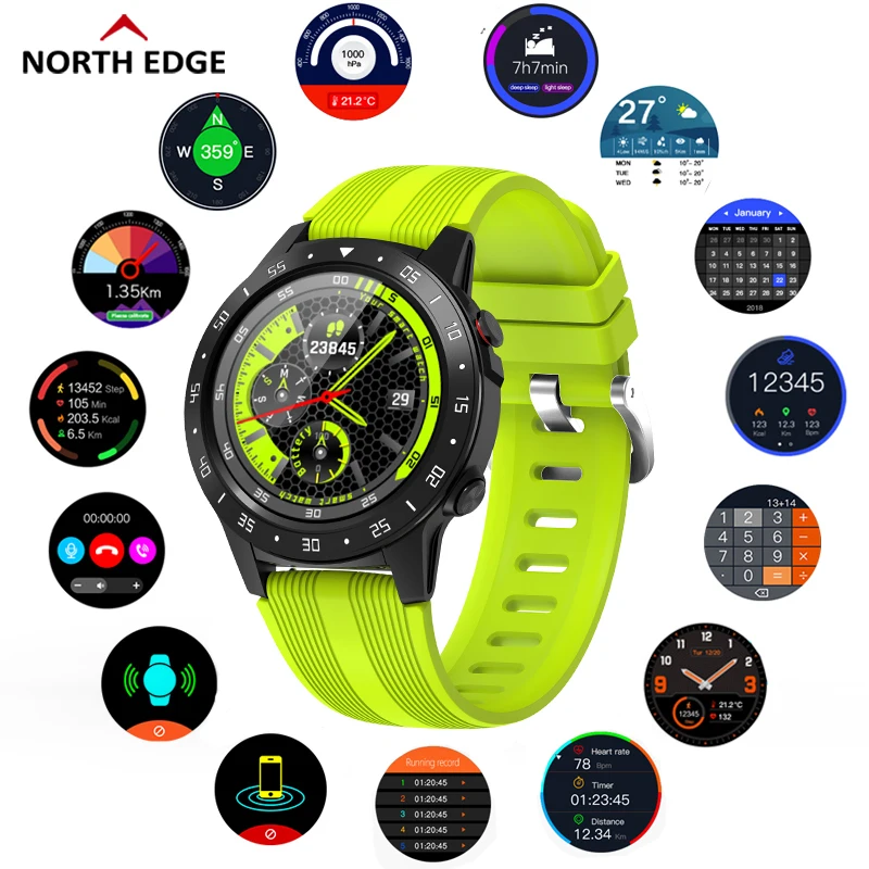 Смарт-часы North Edge мужские с GPS пульсометром тонометром фитнес-трекером