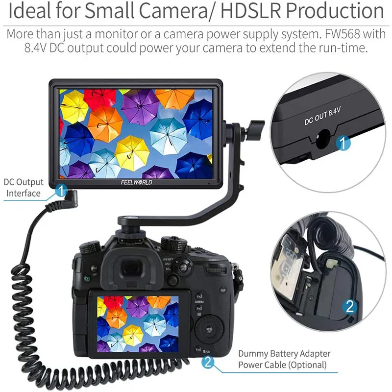 Billig FEELWORLD FW568 5,5 Zoll Kamera Feld DSLR Monitor Kleine Full HD 4K HDMI 1920x1080 IPS Video Fokus Unterstützen Für Sony Nikon Canon