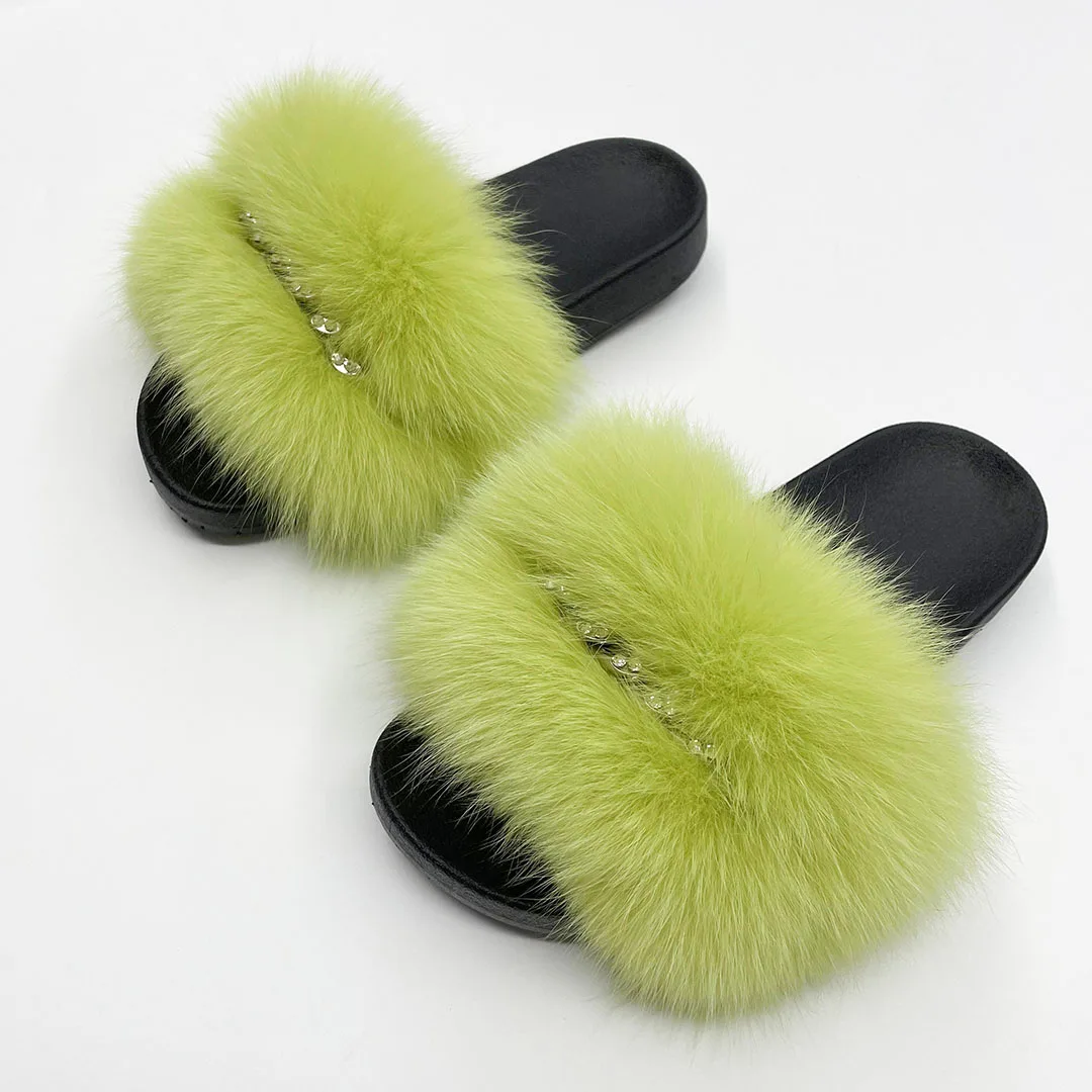 Janefur быстрая доставка пушистые роскошные женские шлепанцы на заказ меховые