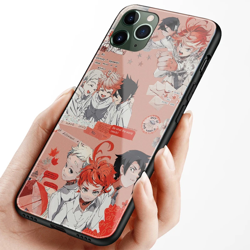 the promised neverland anime cover for iphone se 6s 7 8 x xr xs 11 pro max samsung s note 10 20 plus glass phone case shell free global shipping