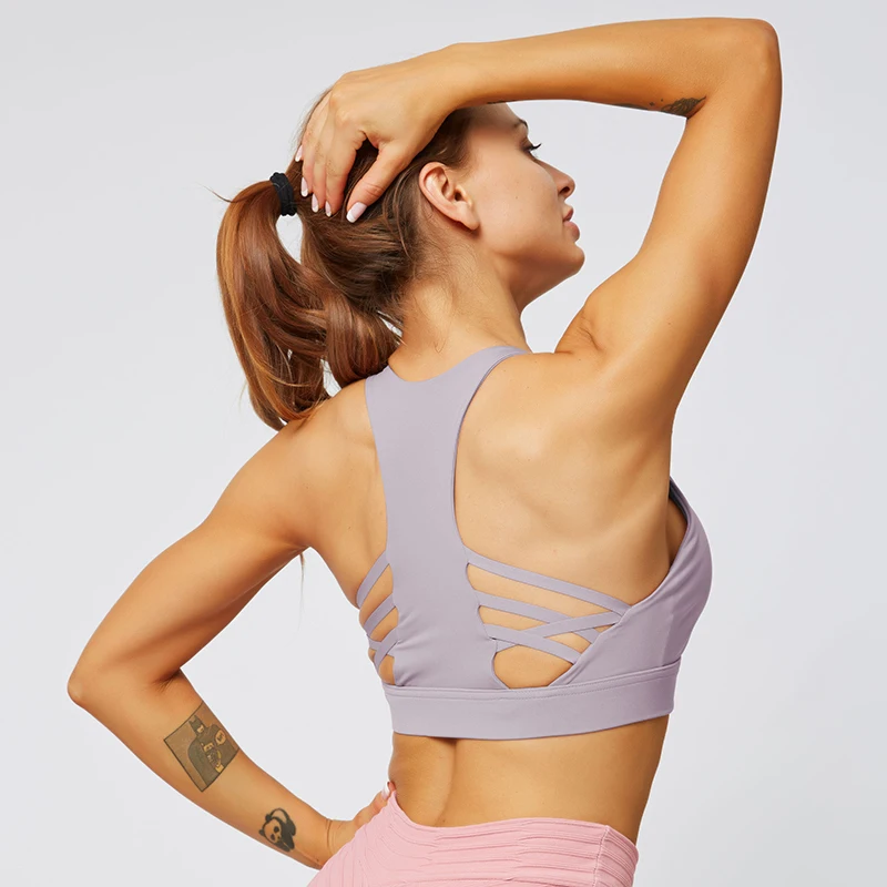 Новый модный спортивный бюстгальтер для йоги женский фитнеса с красивой спинкой